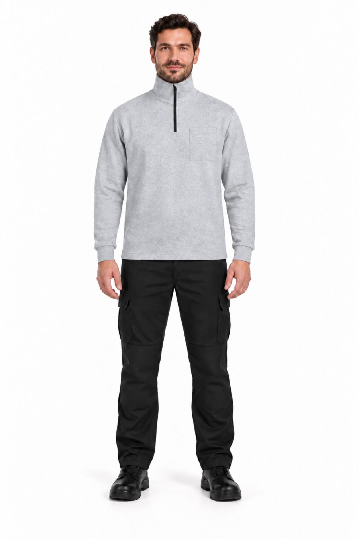 Coverpro WorkCore ZipPro Gri Cepli Erkek İş Sweatshirtü 2XL