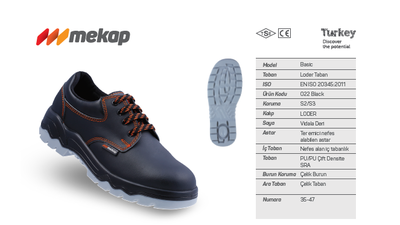 Mekap Basic 022 S3 Çelik Burunlu ve Çelik Ara Tabalı